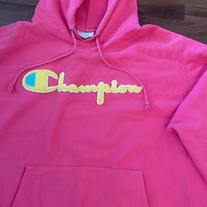 Vintage Champion bright Pink Hoodie size L excellent condition oversized